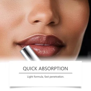 Close-up of moisturizing honey lip balm applied to lips for fast absorption.