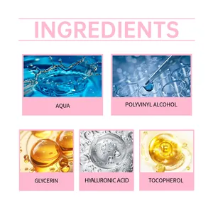 Gedetailleerde weergave van cosmetische ingrediënten zoals hyaluronzuur en glycerine