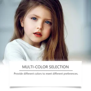 Detailed view of nourishing multi-color lip glaze applied on a young child model
