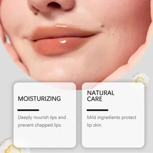 Close-up detail of glossy nourished lips showing moisturizing honey lip balm effect.