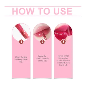 Stapsgewijze instructies voor het aanbrengen van langhoudende matte peel-off lipgloss.