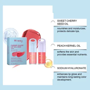 Wiieey children's tinted lip oil duo ingredients detail showing cherry seed oil benefits