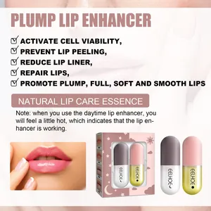 EELHOE Lip Plumper Kapseln Set für Tag und Nacht hydrierende Lippenpflege