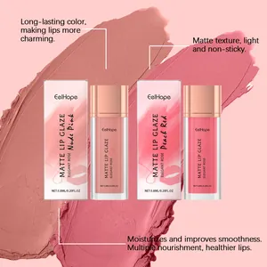 Set profesional de brillo de labios mate EelHope en Nude Pink y Peach Red textura nutritiva