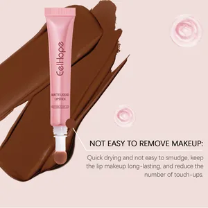 Rouge à lèvres liquide mat marron EeelHope avec applicateur éponge et texture