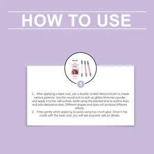 Instrucciones de uso detalladas en inglés para el juego de pinceles de silicona para uñas