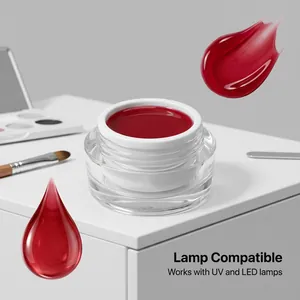 Detailed macro view of berry red jelly nail gel compatible with UV and LED lamps