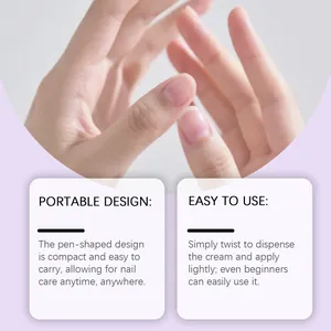 Λεπτομέρεια του φορητού στυλό περιποίησης νυχιών με οδηγίες εφαρμογής