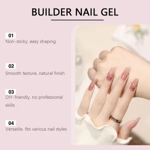 Vista detallada del gel constructor de uñas DIY con acabado rosa natural y detalles dorados