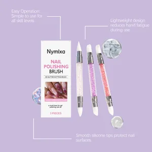 Pinceles de silicona Nymixa de doble punta con mangos de purpurina para manicura DIY