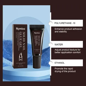 Detailed ingredient breakdown of Nymixa solid nail glue gel for professional use.