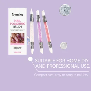 Plumas de silicona de doble cabeza para arte de uñas para purpurina y gel de bricolaje