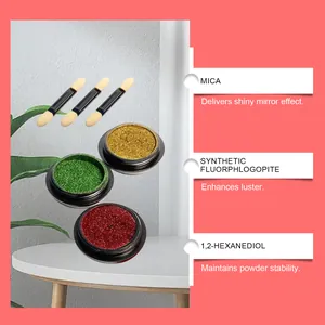 Vue détaillée du kit de paillettes miroir magique avec ingrédients et effets brillants
