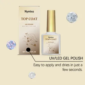 Professional Nymixa nail gel top coat 10ml in elegant gold packaging UV LED cure.