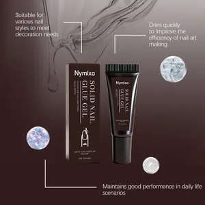 Detail view of Nymixa solid nail glue tube and packaging with professional English features.