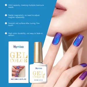 Detail of Nymixa blueberry cat eye gel polish with 10ml capacity and glossy finish