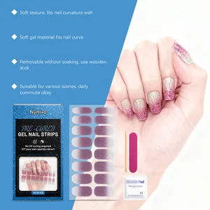 Nymixa pre-cured gel nail strips kit with glitter gradient and DIY manicure tools