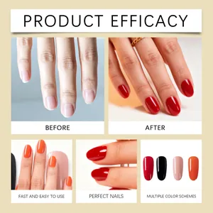 Close-up detail showing high-gloss nail gel efficacy with before and after comparison.