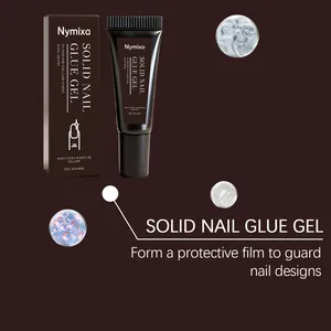 Professional detail view of Nymixa solid nail glue gel with quick-drying formula