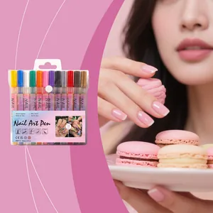 Set di 12 Penne per Graffiti Nail Art DIY Punta Fine Asciugatura Rapida a Base d'Acqua Penne per Pittura Unghie Impermeabili