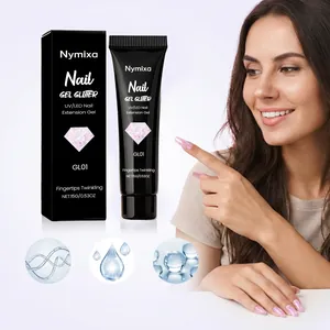 Nymixa glitter nail extension gel GL01 with packaging and application effect
