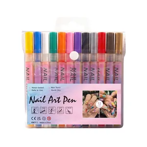 Set di 12 penne per nail art a base d'acqua per graffiti fai da te e design manicure