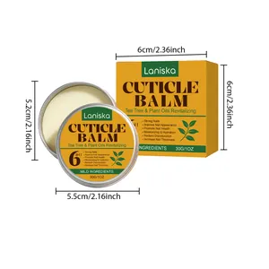 Product dimension detail for Laniska cuticle balm in tin container and box packaging