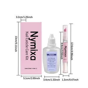 Detail showing dimensions of Nymixa cuticle remover cream and oil pusher pen kit