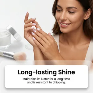 Detailed view of Nymixa glittering nail extensions showing long-lasting shine and luster