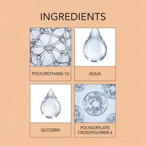 Infografía profesional con los ingredientes del gel para uñas como agua y glicerina