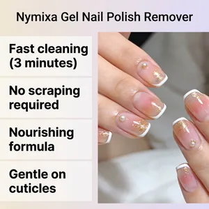 Nymixa gel nail remover benefits with manicured pink gradient and gold glitter nails