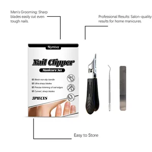 Professionelles Nymixa 3-teiliges Maniküre-Set mit Nagelknipser, Pickel und Metallfeile.