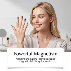 Professional neodymium magnet tool creating a stunning golden cat-eye nail effect.