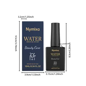 Dimensions détaillées du flacon et de la boîte de Nymixa Water Droplet Gel Top Coat.