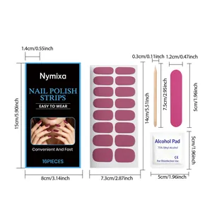 Detaillierte Größenübersicht des Nymixa Gel-Nagellackstreifen-Sets in Magenta.