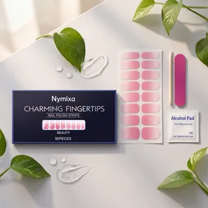 Kit de tiras de esmalte de uñas de gel degradado rosa Nymixa con limas y almohadilla