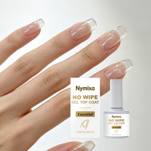 Λεπτομερής προβολή του Nymixa No Wipe Gel Top Coat δίπλα σε περιποιημένα νύχια