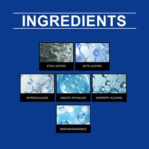 Ilustración detallada de ingredientes para esmalte de uñas en gel brillante profesional