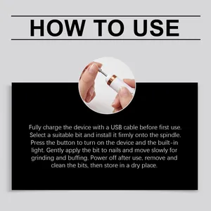 Instructional guide for using the electric nail drill with bit installation