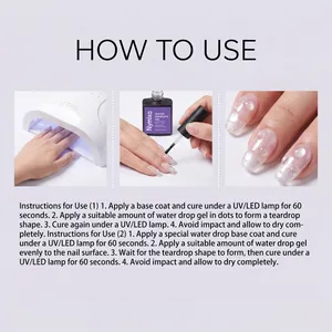 Detailed steps for applying Nymixa water droplet nail gel for 3D clear raindrop effect