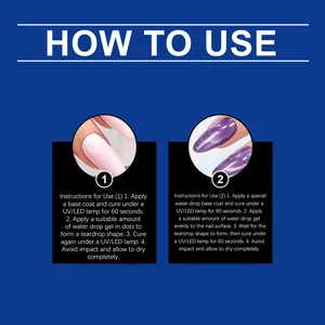 Guía de instrucciones para aplicar la capa superior de gel de gota de agua para uñas