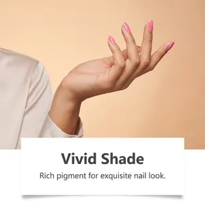 Close-up detail of vivid pink gel nail polish showing smooth application on nails