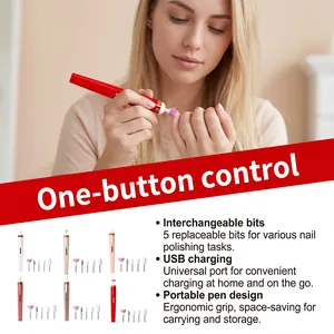 Electric nail drill for manicure with interchangeable bits and USB charging port