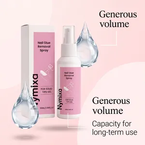 Détail du flacon de 50ml et de l'emballage du spray dissolvant de colle à ongles Nymixa
