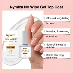 Λεπτομερής προβολή του Nymixa no-wipe gel top coat με γυαλιστερό φινίρισμα και μπουκάλι 7,5ml