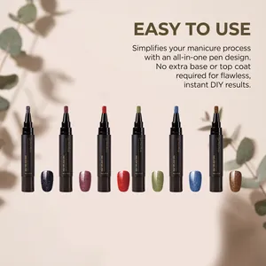 Coffret de 6 stylos vernis à ongles gel pailleté une étape pour manucure DIY à domicile