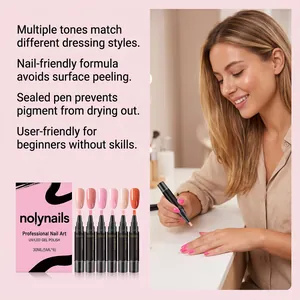 Set of professional UV/LED gel polish pens with diverse pink and peach shades