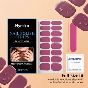 Magenta Gel-Nagellackstreifen-Set von Nymixa mit 16 Teilen, Feile und Alkoholtupfer