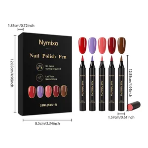 Nymixa 5-Farben-Nagellackstift-Set mit präzisen Abmessungen und Produktdetails