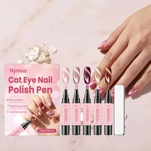 Professional Nymixa 5-piece cat eye nail polish pen set with shimmering metallic finish